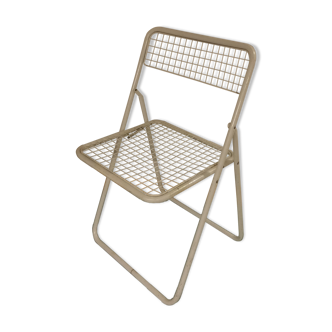 Chaise pliante vintage designer "Ted net" de Niels Gammelgaard blanche
