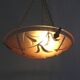 French Art Deco Glass Pendant Light with Chain Suspension, Degue, 1920s - 1930s