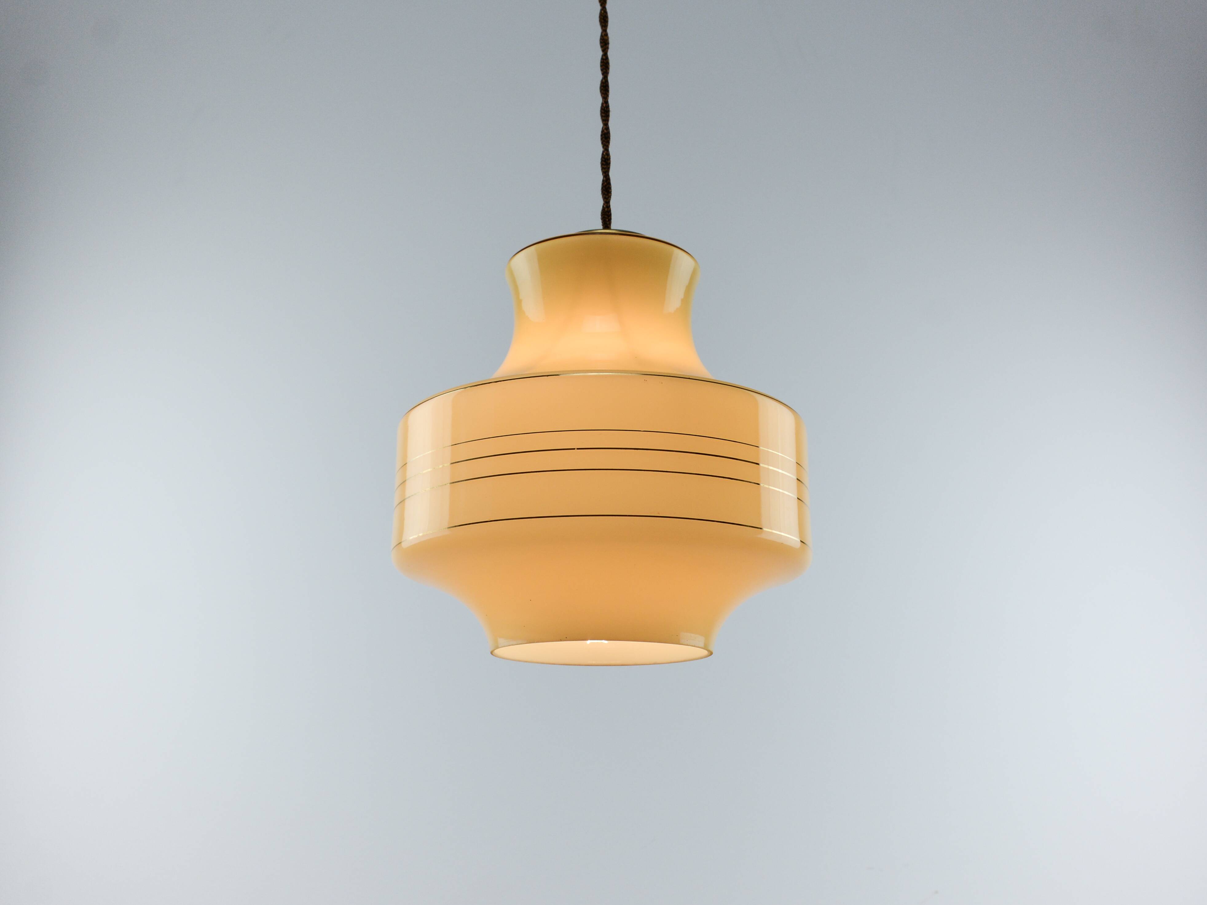Vintage Beige/Yellow Glass Pendant Lamp