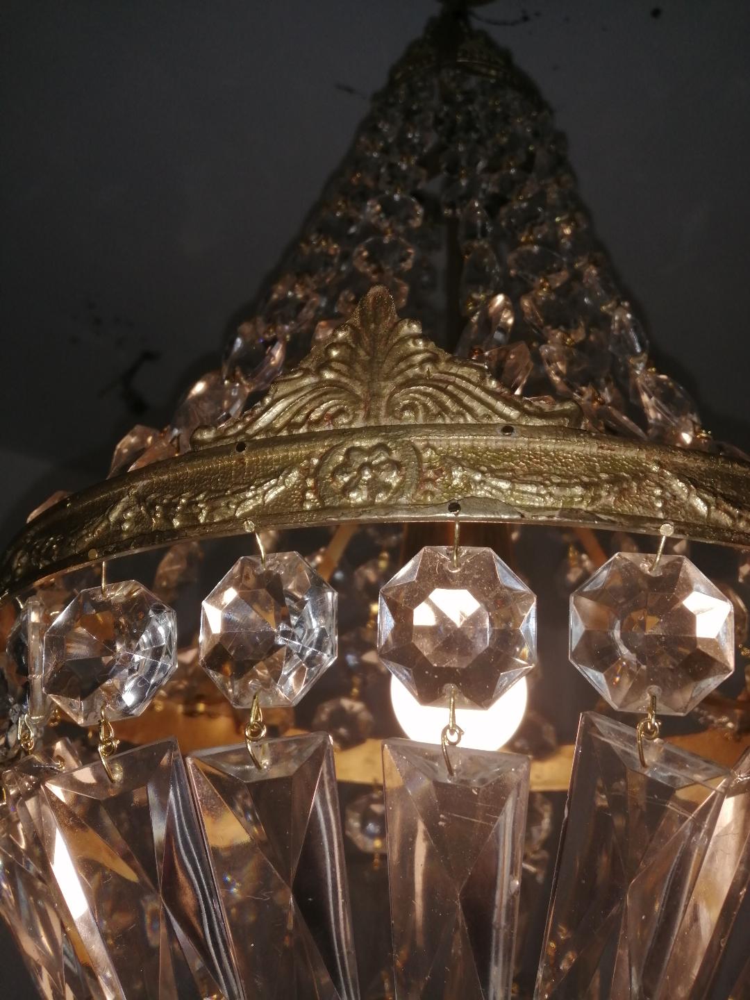 Balloon chandelier in bronze and crystal