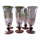 set of 6 blown glass champagne flutes