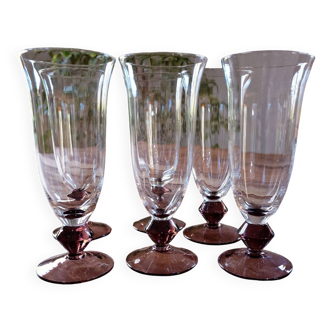 set of 6 blown glass champagne flutes