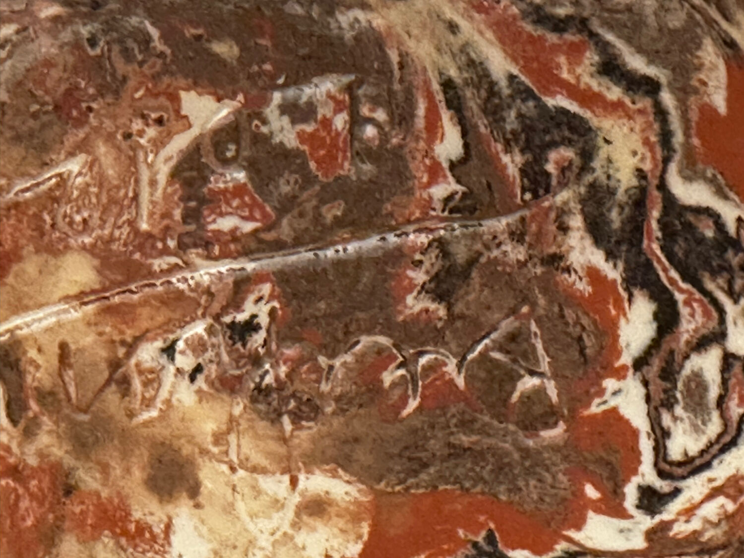 Small Vintage Marbled Terracotta Vase signed Bethany H 15.5 cm