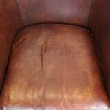 Comfortable, Spacious Sheepskin Leather Club Chair with a Loose Seat Cushion
