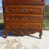 3-in-1 furniture: chest of drawers, secretary, and display cabinet, in walnut.