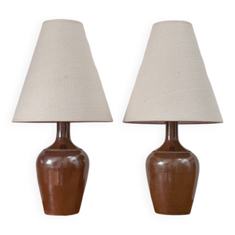 Paire de lampes en grès années 60