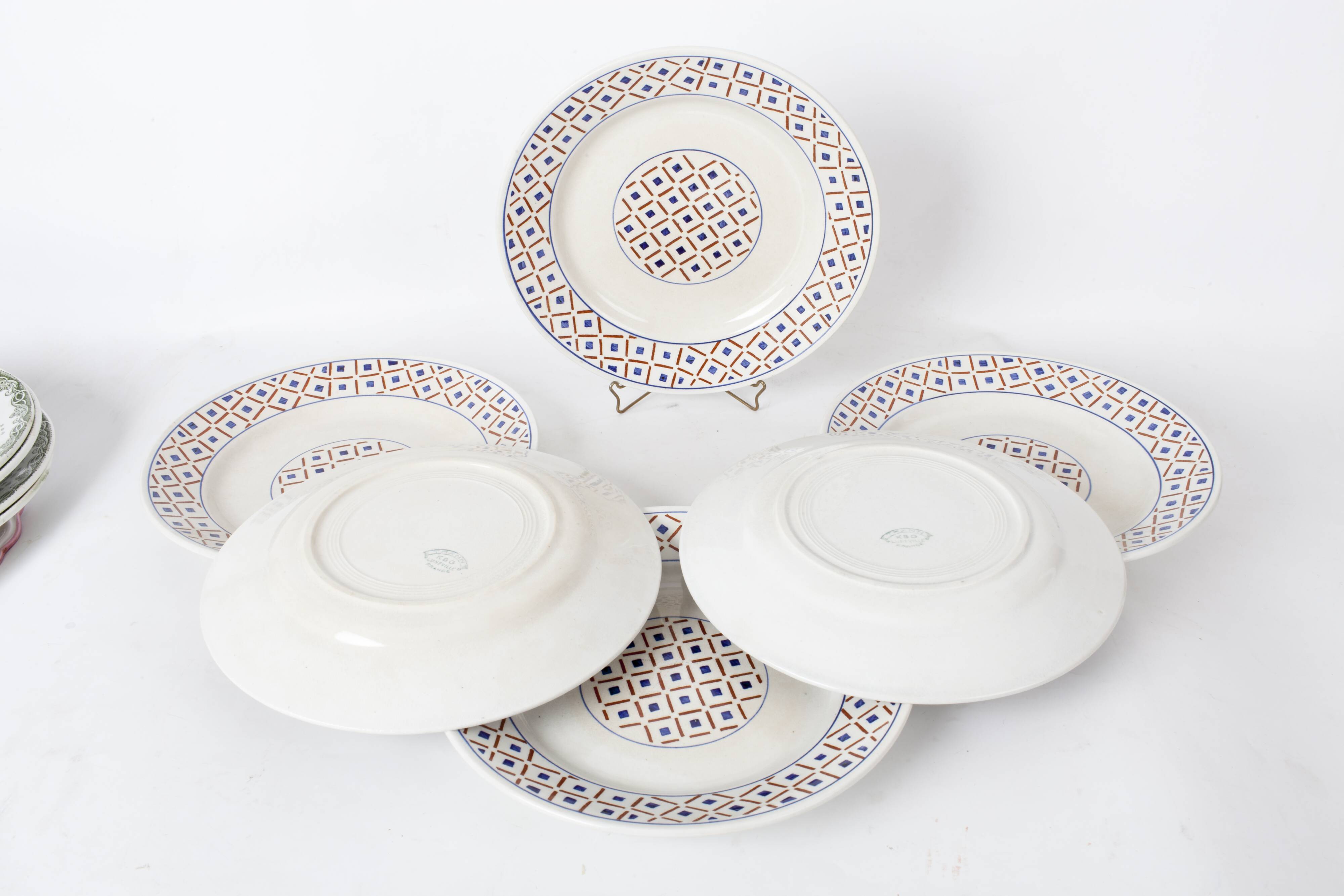 Lot of 6 plates K & G Luneville, model Thann France 1920/1930