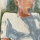 Painting signed pastel female portrait “light in the garden”