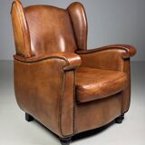 Set of 2 sheepskin club armchairs