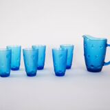 Set of glass and jug, Italian design, 1970s, made in Italy