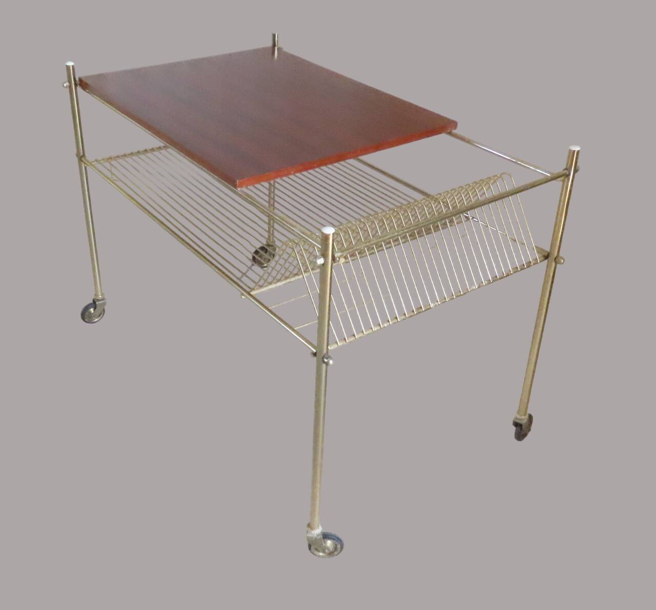Vintage coffee table with rack Serving trolley on wheels