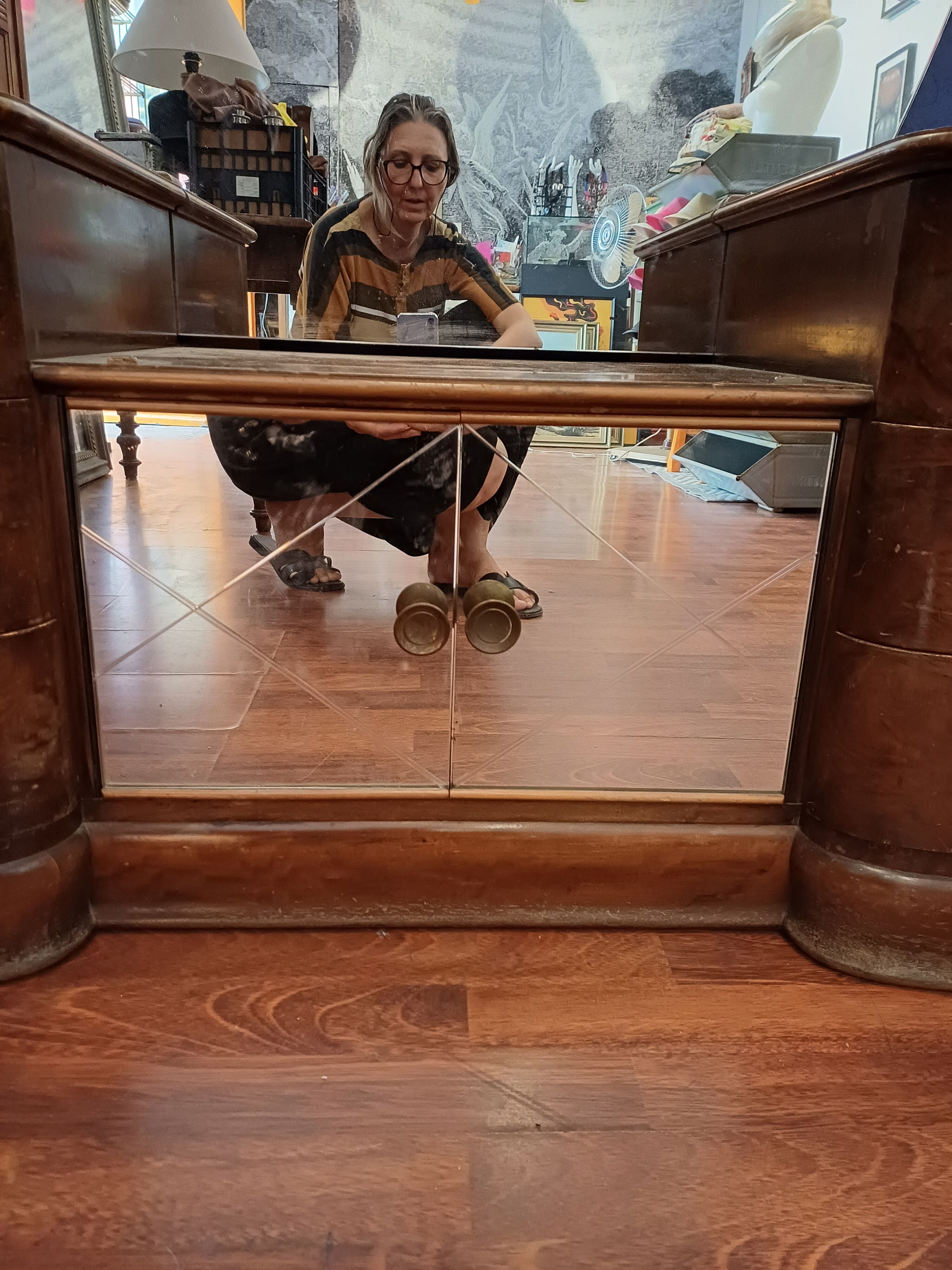 Dressing table large mirror free form vintage 1950