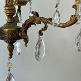 Lustre pampilles 3 branches en laiton