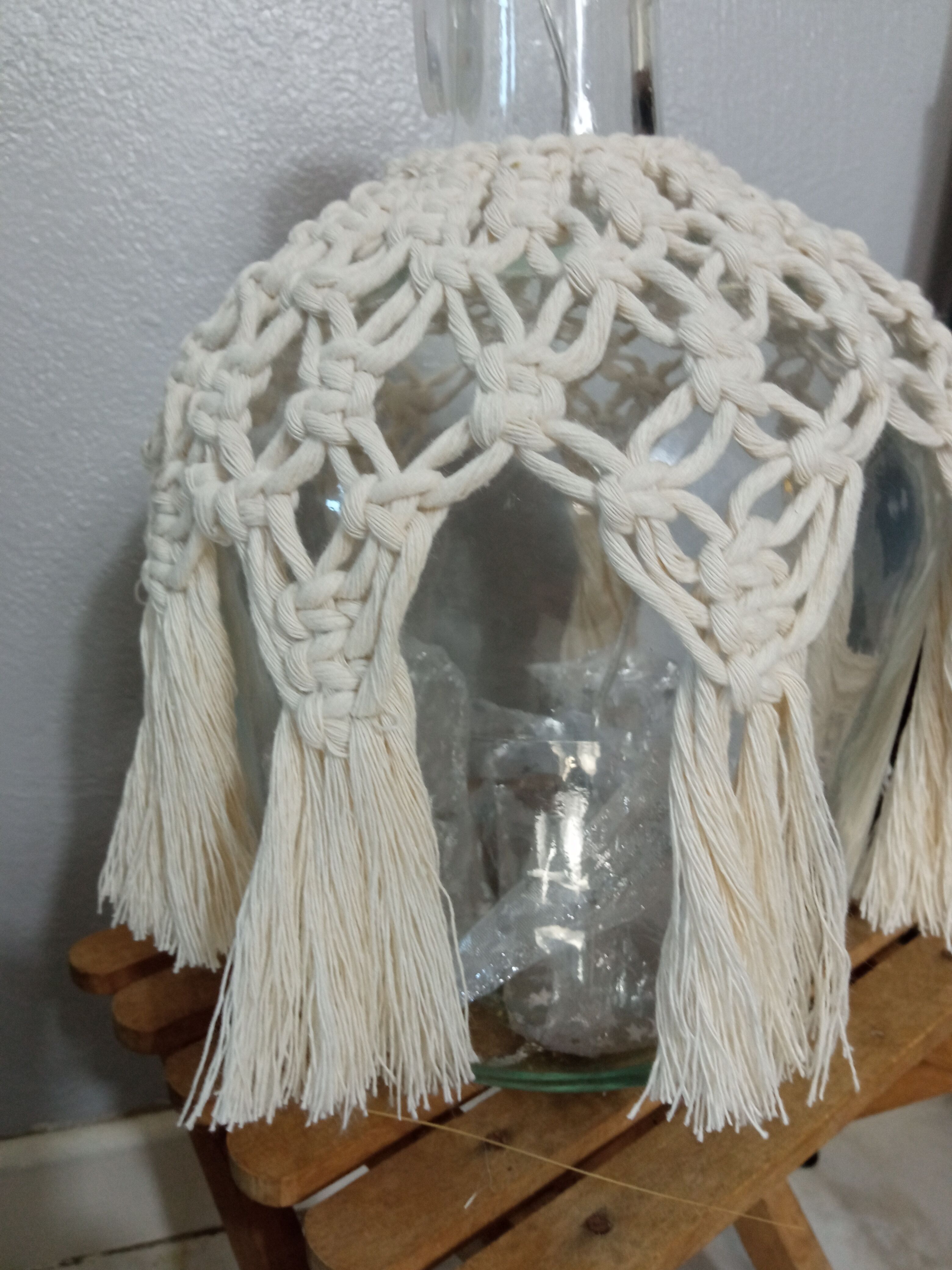 Canister glass macramé decoration