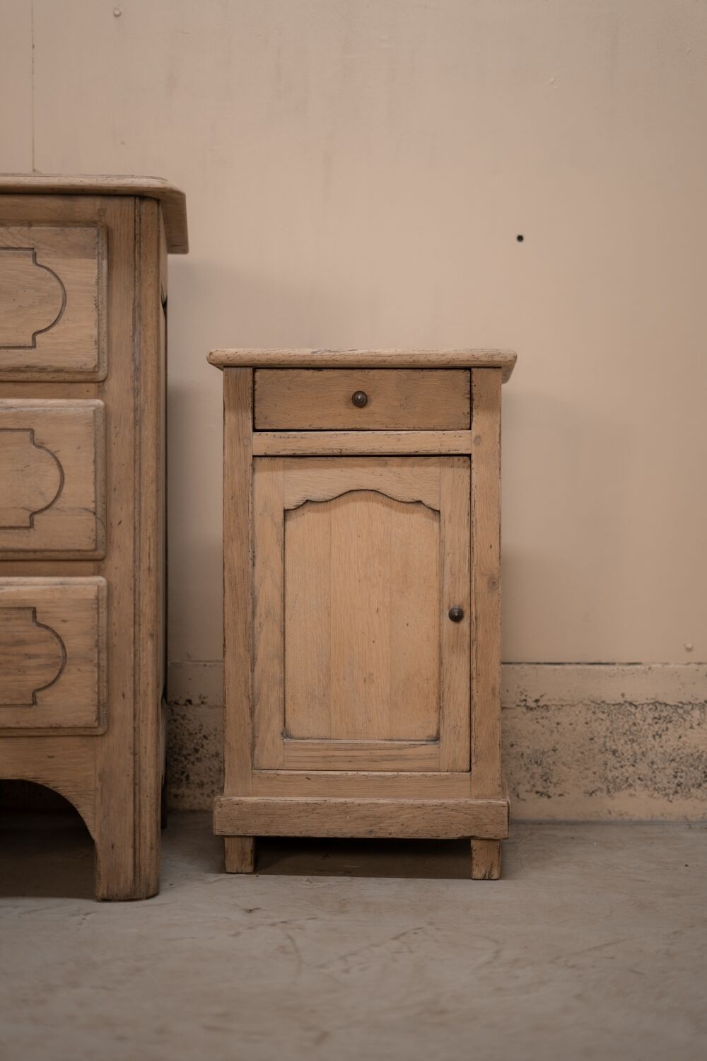 Antique oak bedside table