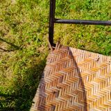 Garden table and wrought iron chair