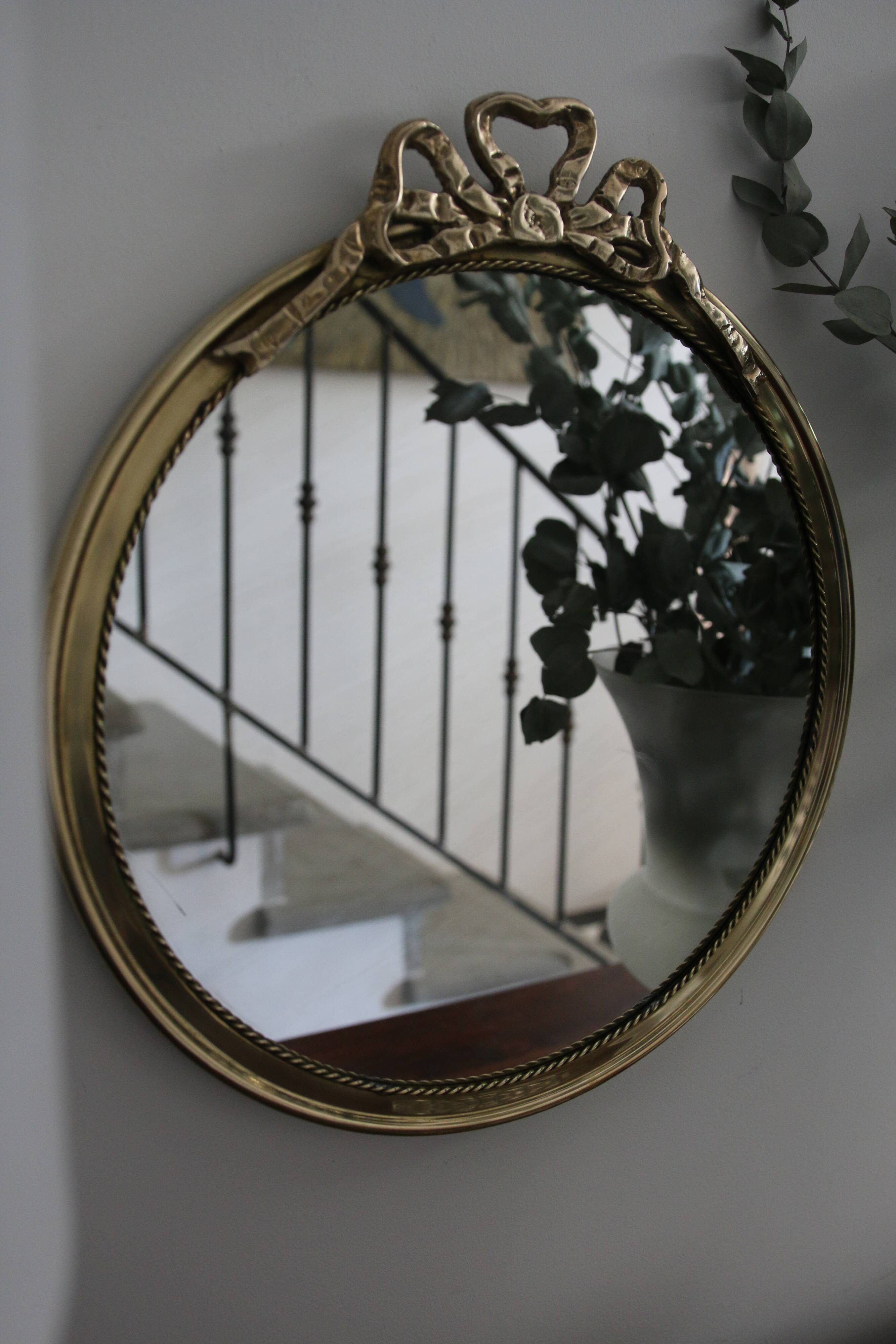 Vintage English brass mirror mid-20th century