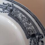 Flat plate in ironstone "Medallion" blue from St Amand and Hamage