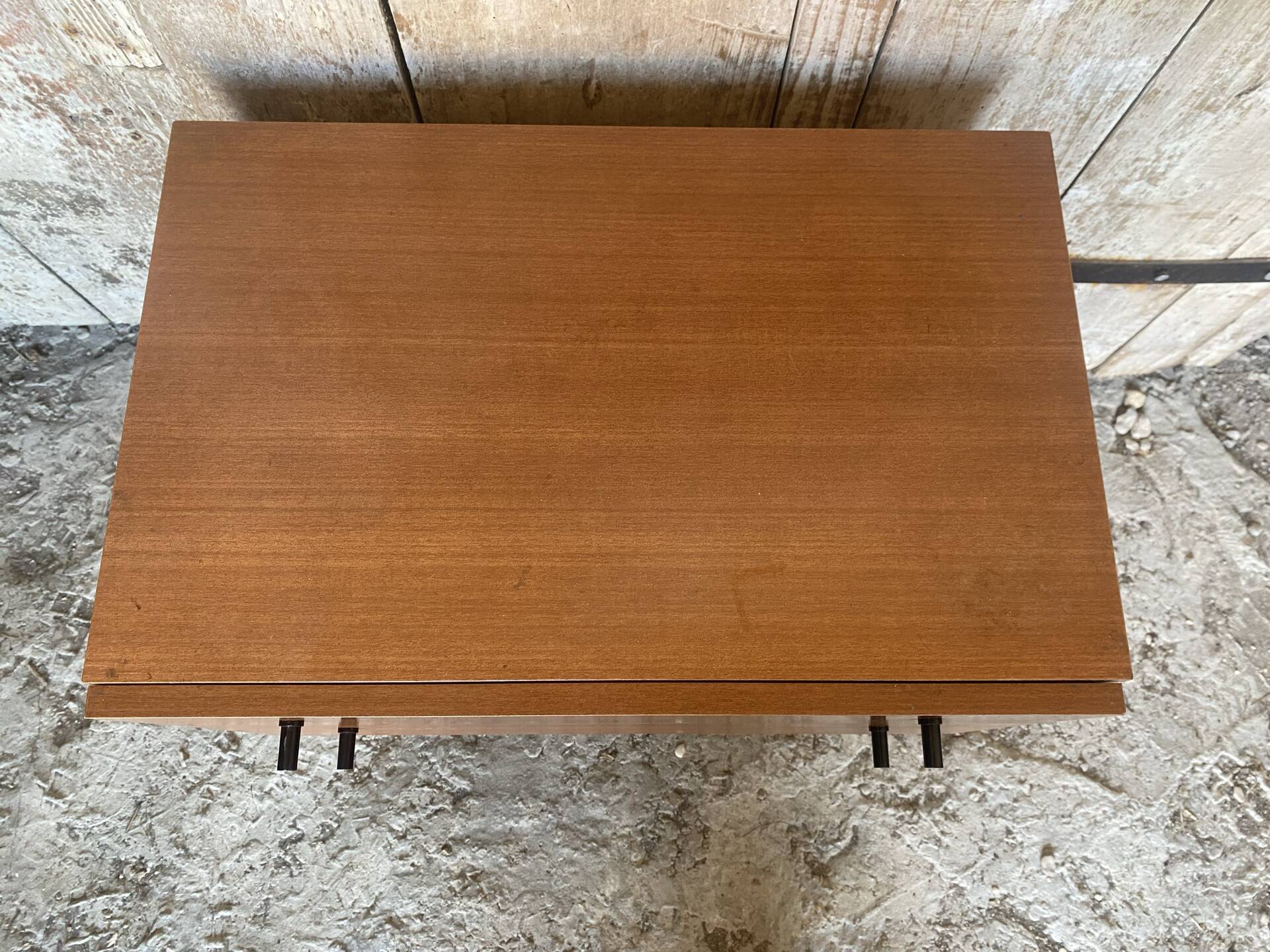 Antique Nightstand Scandinavian Wood Drawer + Vintage Case #E287