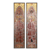 Antique 19e siecle victorien boites à lumière en verre dépoli c.1880