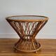 Table d'appoint en verre et rotin