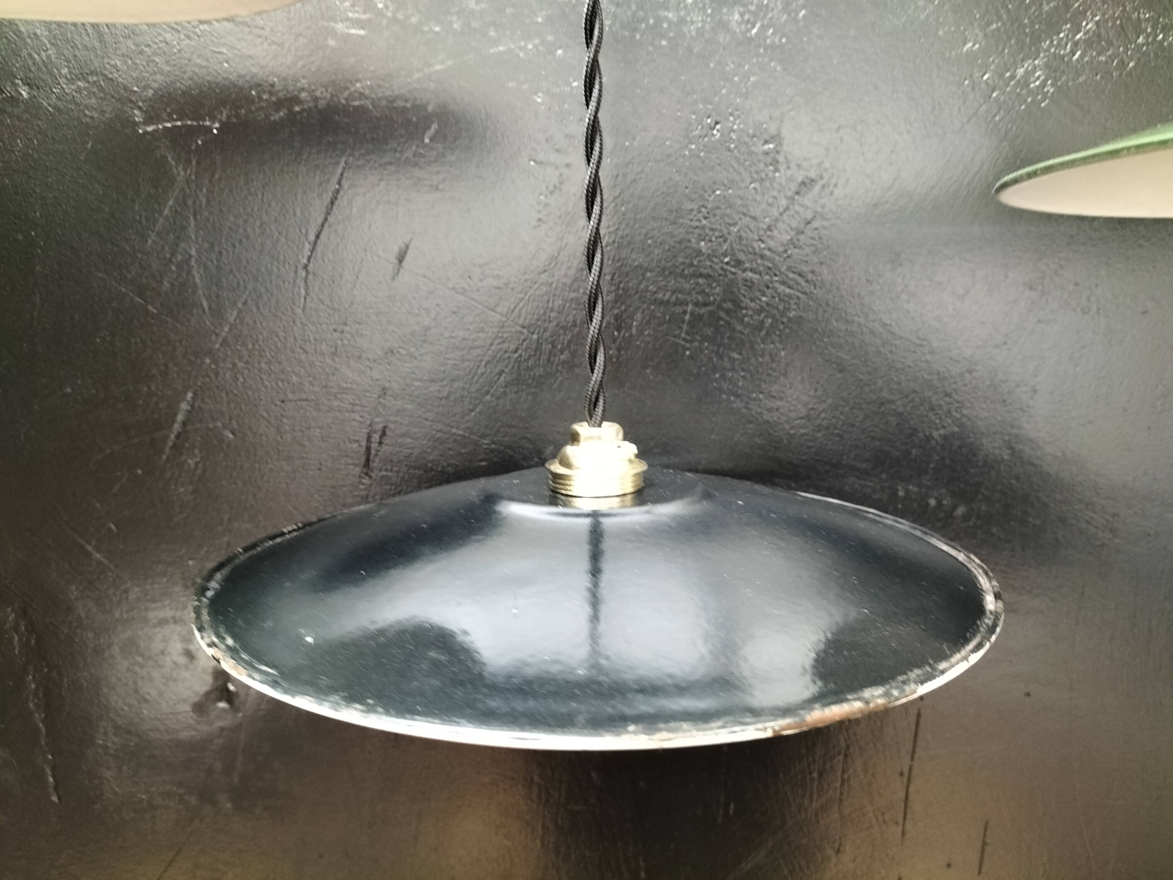 4 enameled sheet metal pendants