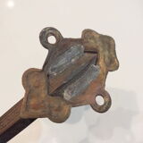 Old large hook Napoleon III in brass and earthenware