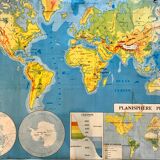 School map of the world / political and physical planisphere 60s