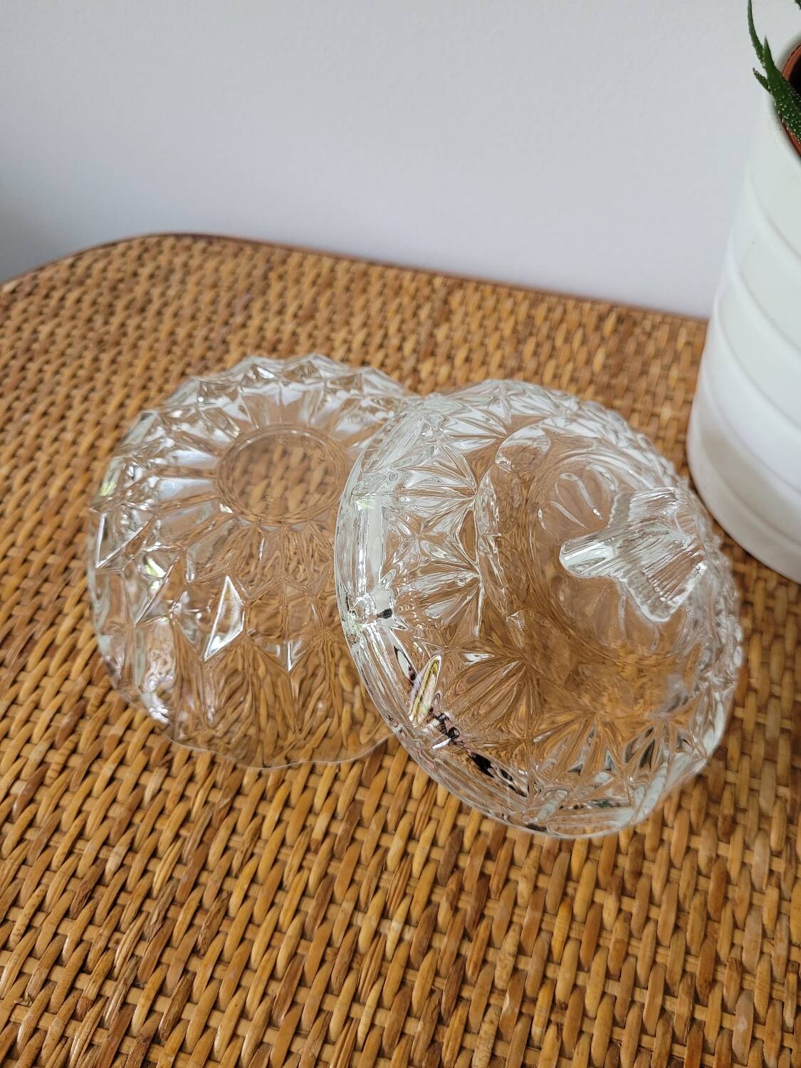 Molded glass sugar bowl