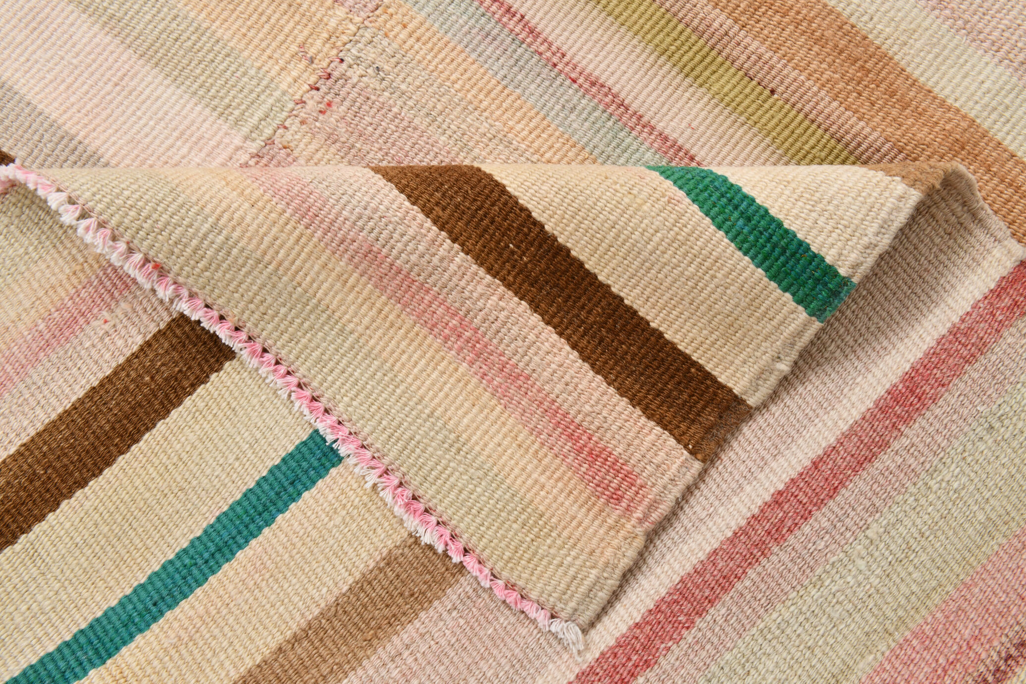 Striped wool kilim rug, 216x292 cm