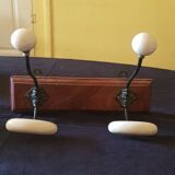 Ceramic and walnut coat rack. The 50's.