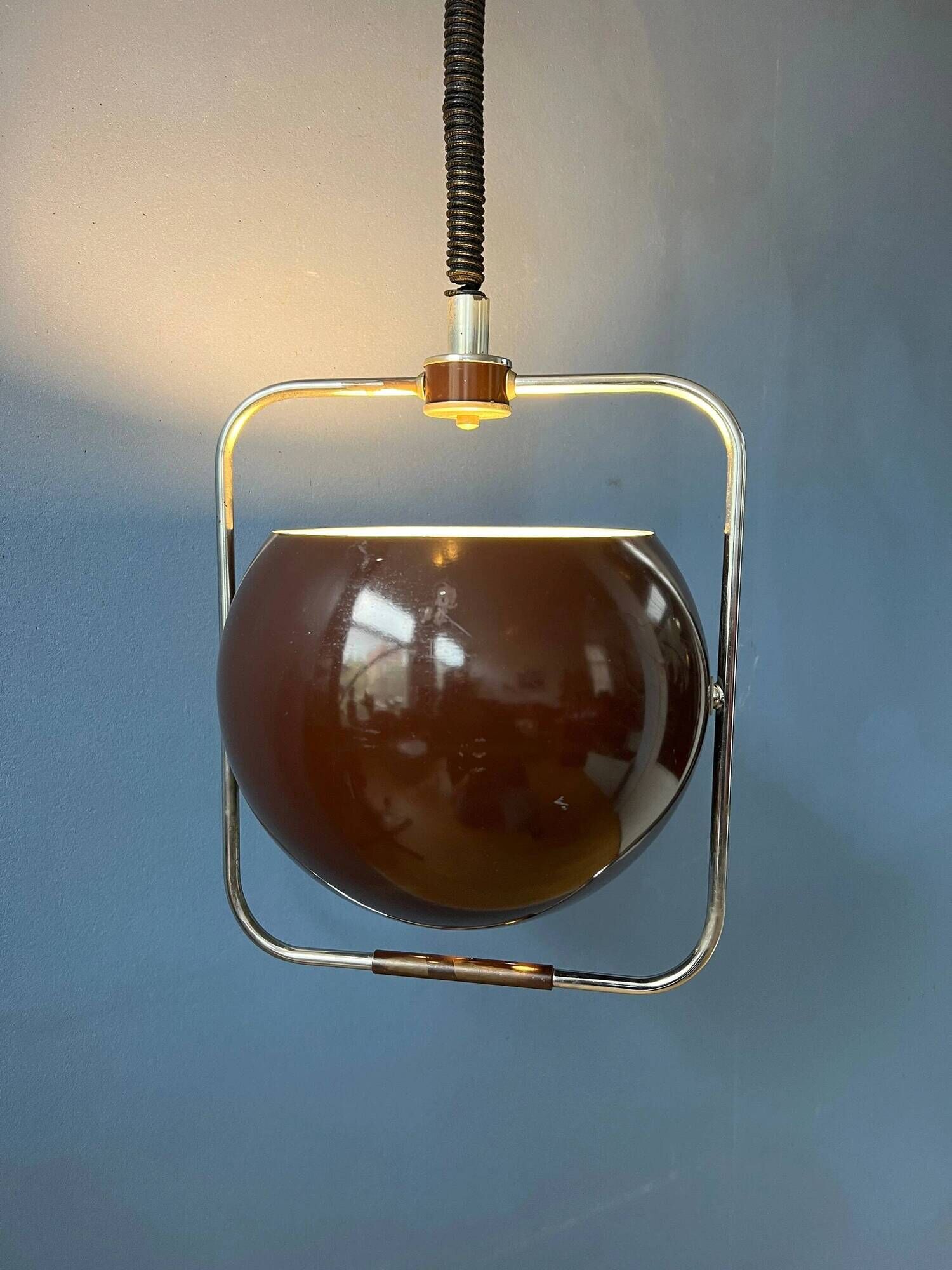 Vintage brown GEPO suspension | Space Age light fixture | Mid-Century Modern ceiling light