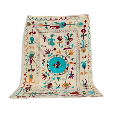 White blue multicoloured kilim suzani rug – 240x170 cm