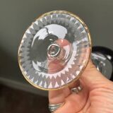 2 large cut and coloured Bohemian crystal glasses