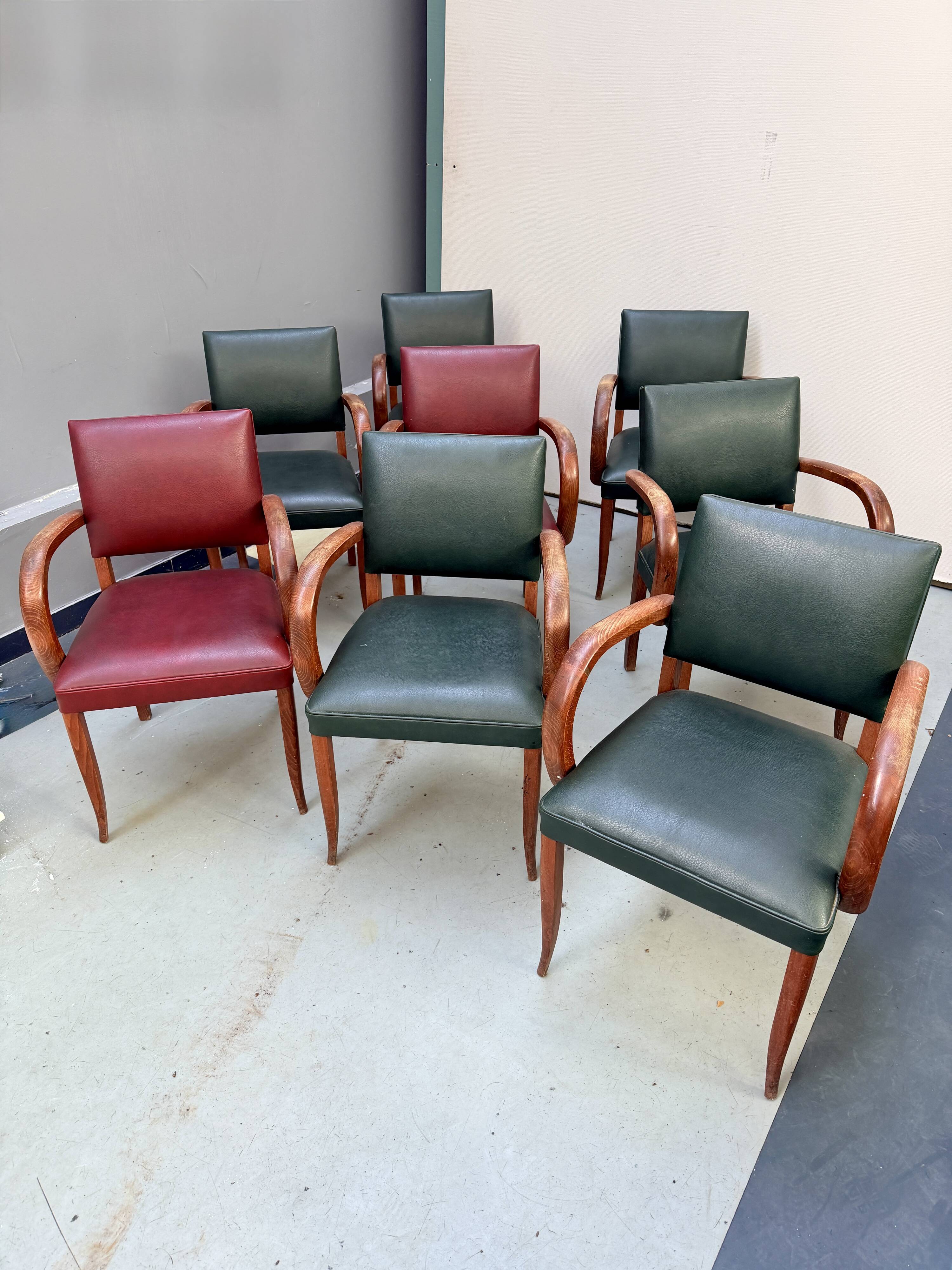 Set of 8 vintage Art Deco Bridge chairs (1930s-1940s)