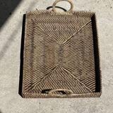 Rectangular Asian handmade basket with circular handle L:45 l:35