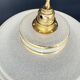 Set of 4 Art Deco pendant lights in frosted water green and gold.