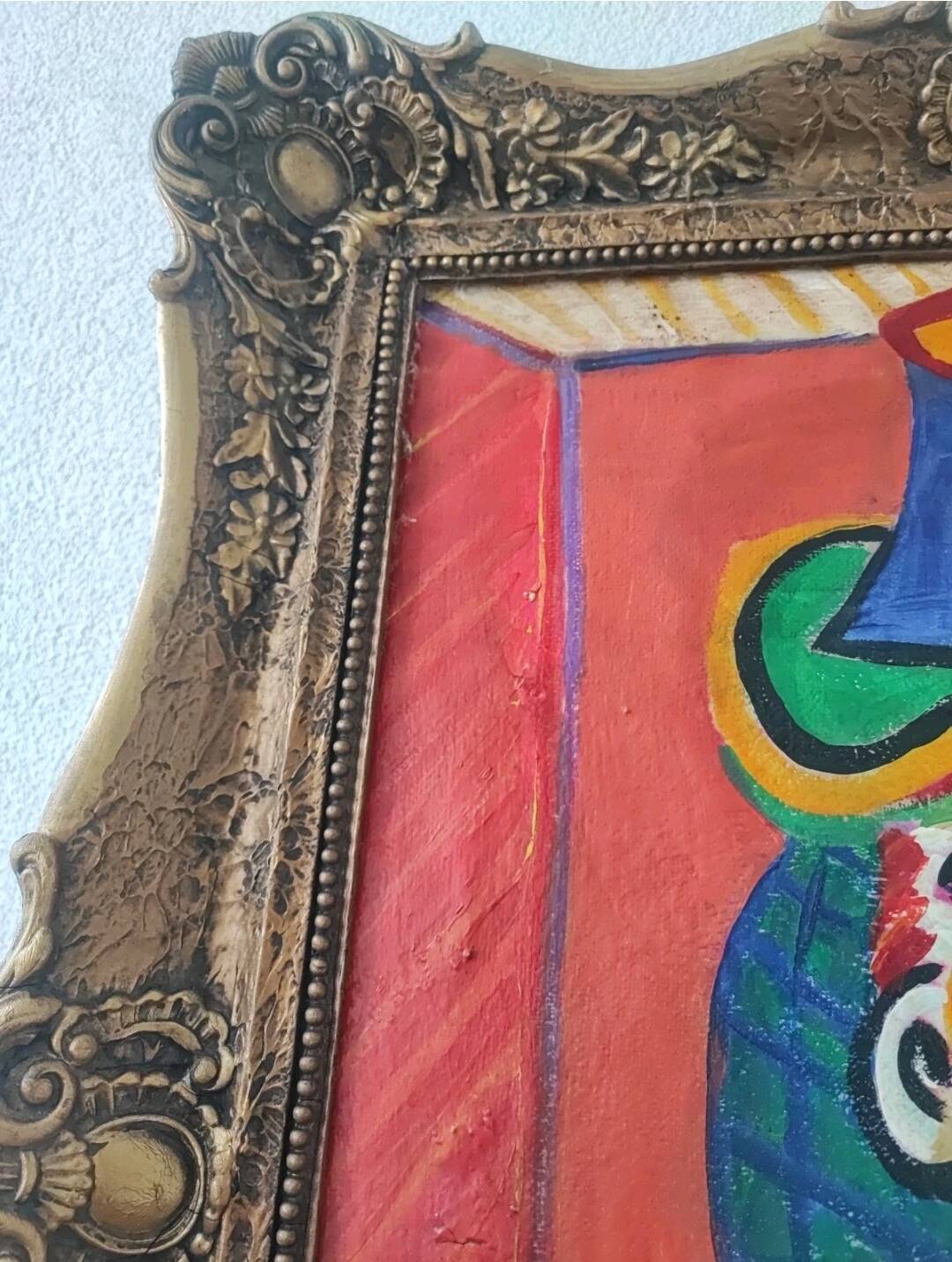Portrait cubiste vintage d'une femme au chapeau, huile sur toile, rue Picasso