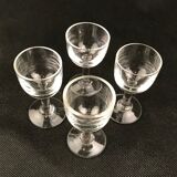 Set de 4 verres à liqueur anciens fait main
