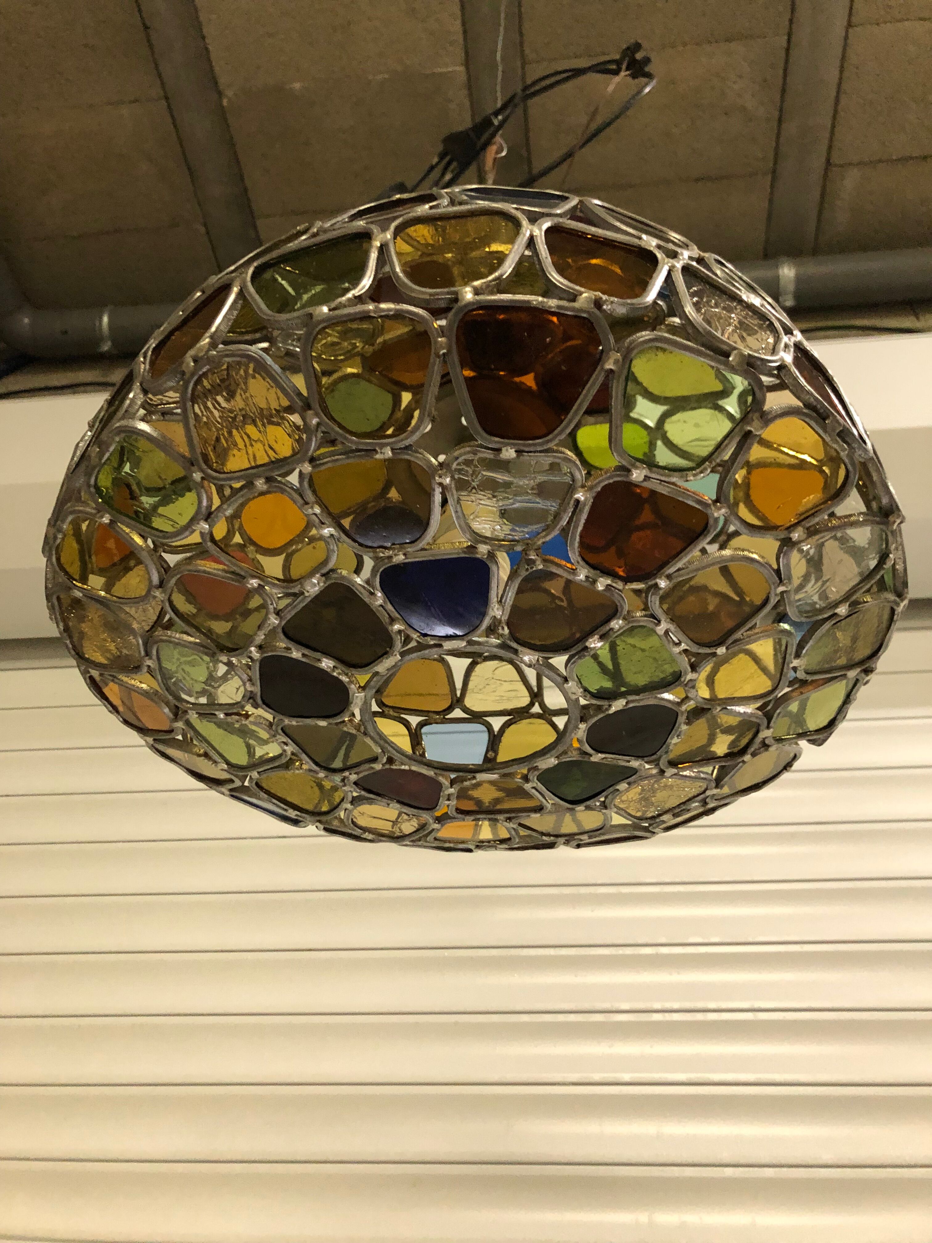 Lustre vitrail ancien