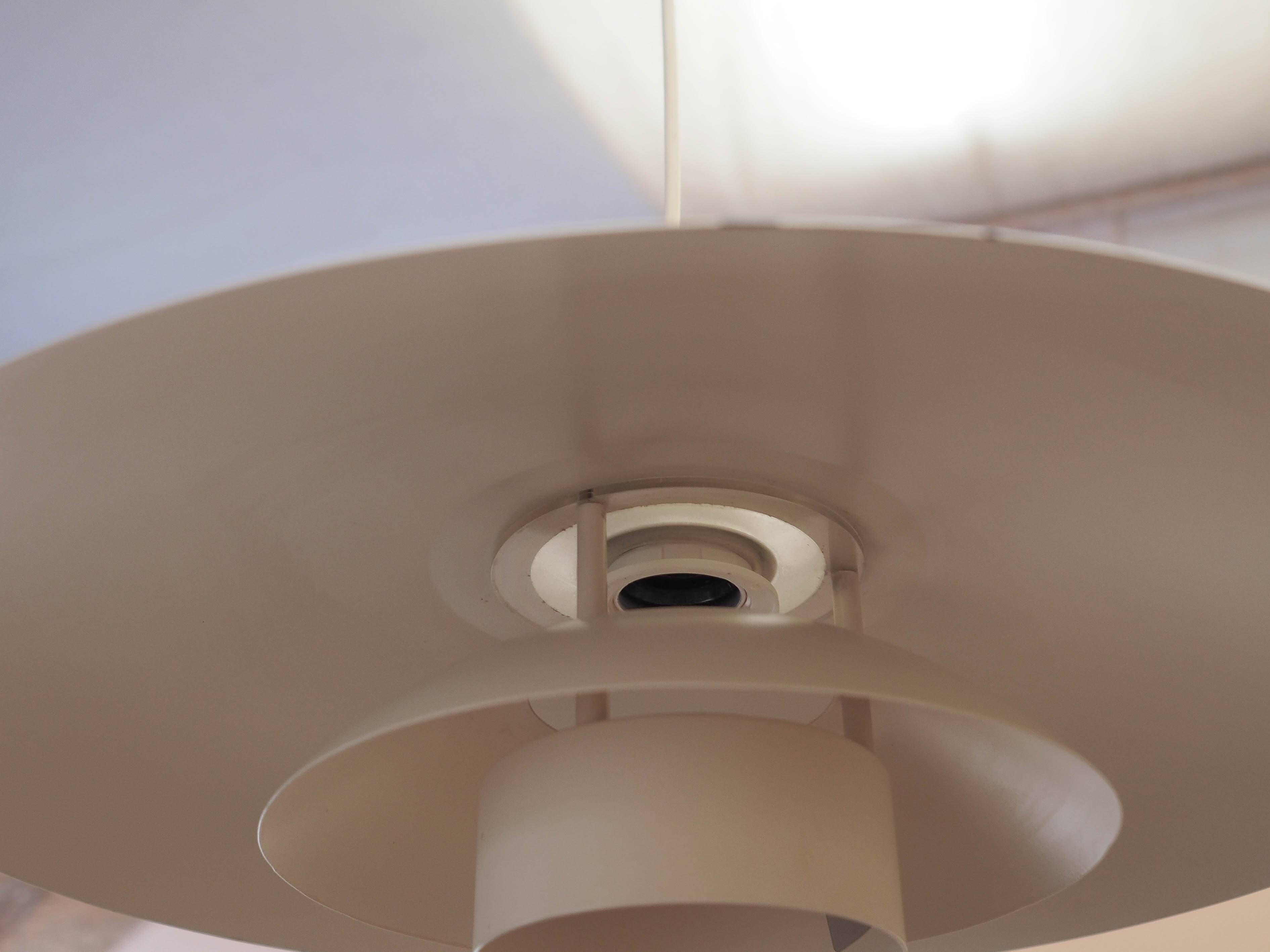 Lyfa pendant lamp from the 1970s, white metal shade, Denmark