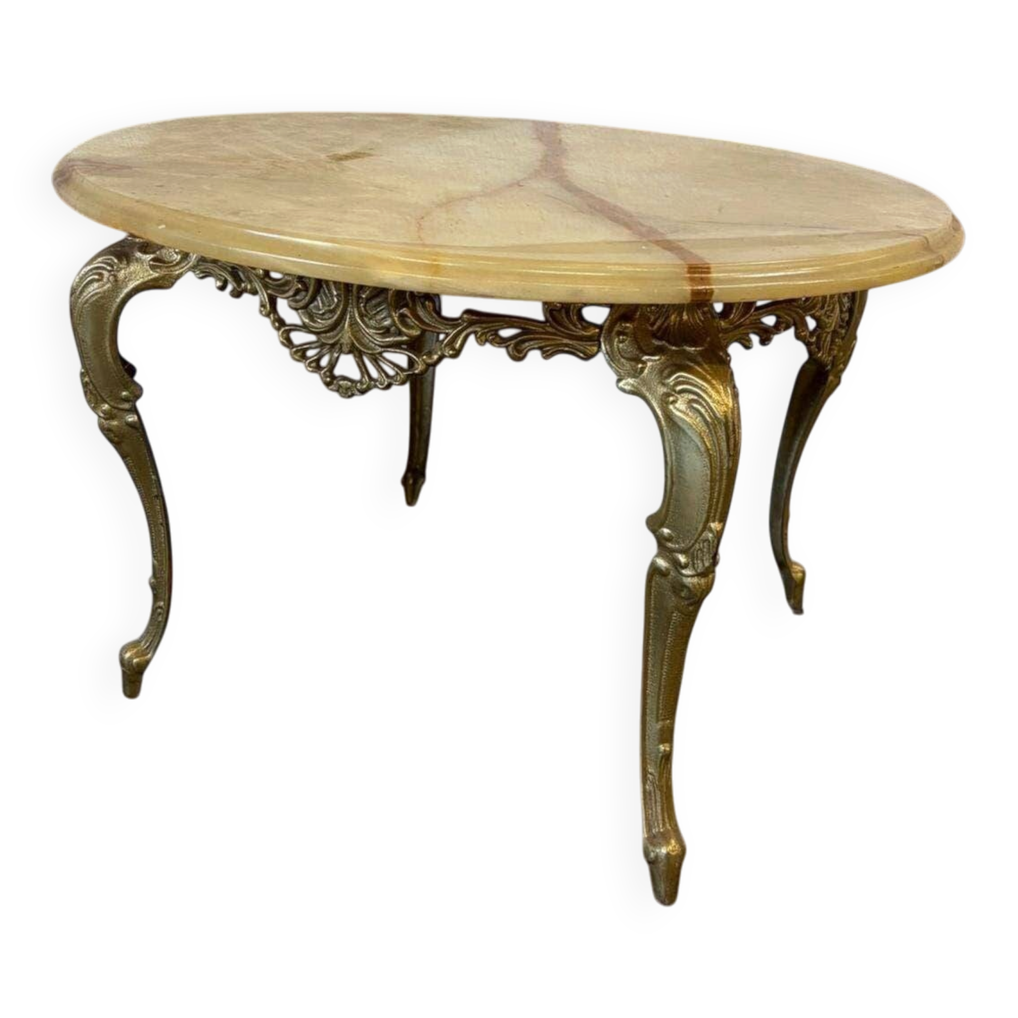 Table basse ronde vintage en laiton doré