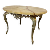 Table basse ronde vintage en laiton doré