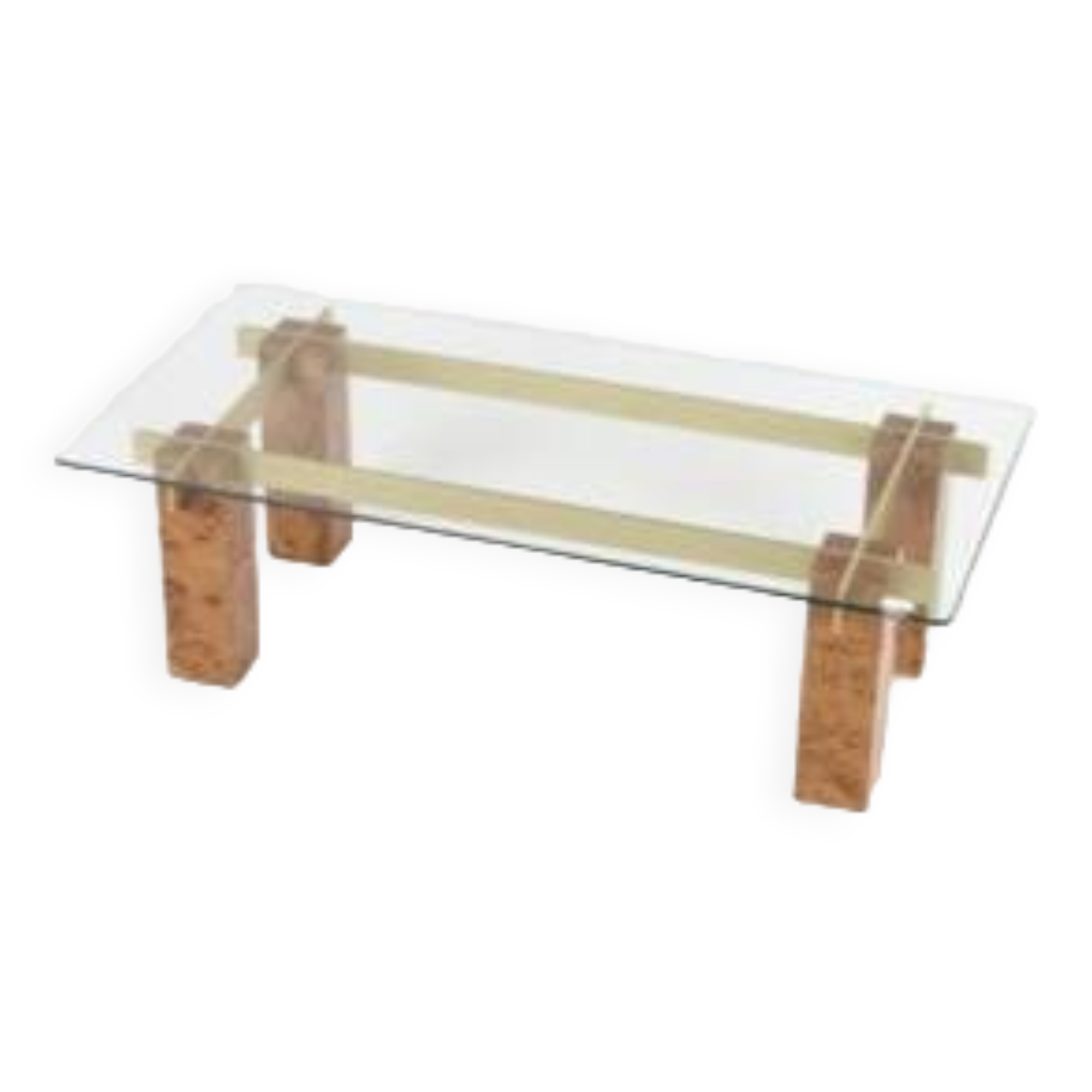 Coffee table with burl wood base