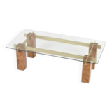 Coffee table with burl wood base