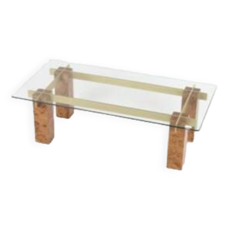 Table basse piétement ronce de bois
