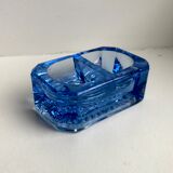 Salt shaker in electric blue molded glass