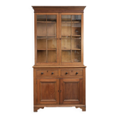 Buffet/bibliothèque en chêne anglais antique du 19ème siècle avec verre d'origine.