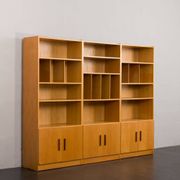 Ib Kofod Larsen Danish oak 3 modules bookshelf vinyl records shelves for Faarup, Denmark, 80s