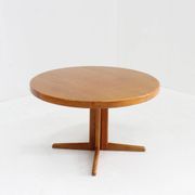 Vintage Danish round extendable dining table teak by Bramin 1960s